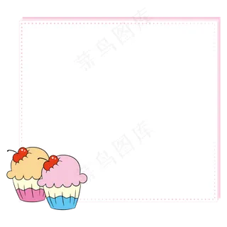 樱桃纸杯蛋糕可爱少女粉简约边框