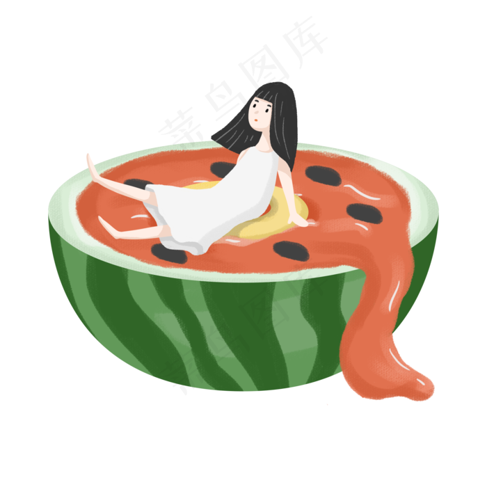 在西瓜里的女孩(2000X2000(DPI:300))psd模版下载