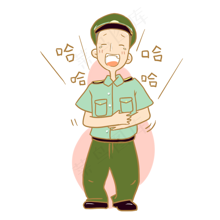 表情哈哈哈哈建军节军人插画