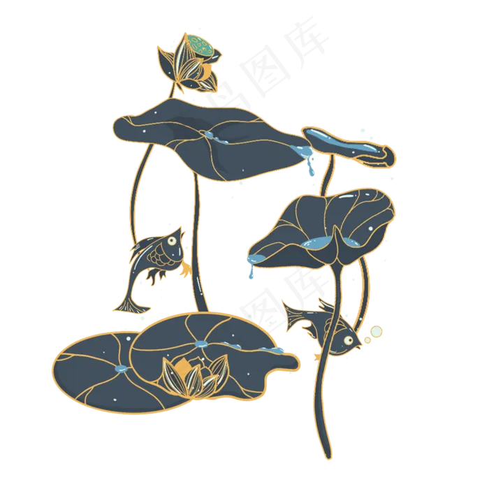 清凉夏天荷叶莲花(2000X2000(DPI:72))psd模版下载