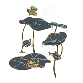 清凉夏天荷叶莲花