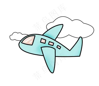 卡通白云飞行飞机,免抠元素
