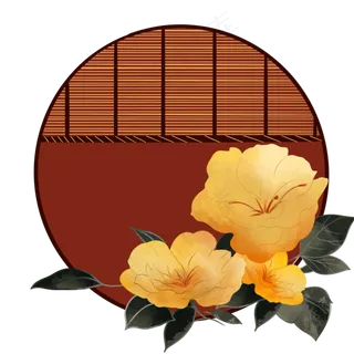 手绘古风花朵窗户