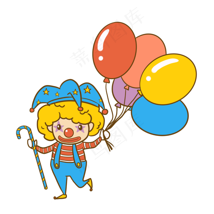 愚人节小丑卡通手绘