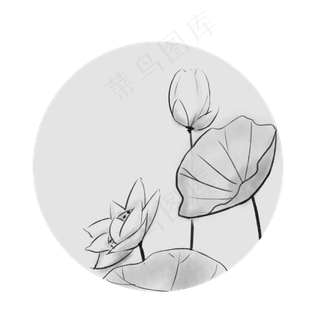 水墨植物黑色古典中国风古风手绘