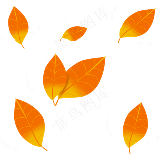 手绘水彩叶子绿色植物红叶