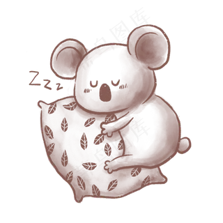 睡眠日卡通手绘抱枕头的考拉PN