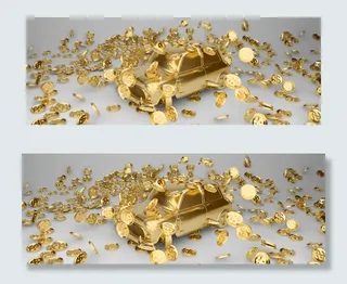 金融理财金融商业金色汽车与金币