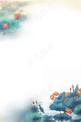 淡雅荷花水墨工笔素材