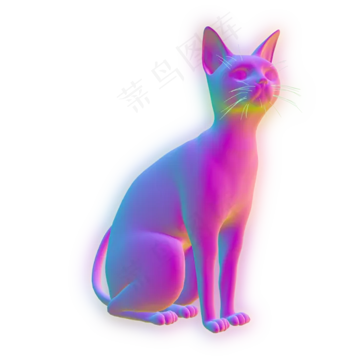 蒸汽波发光动物猫咪,免抠元素(2000X2000(DPI:72))psd模版下载