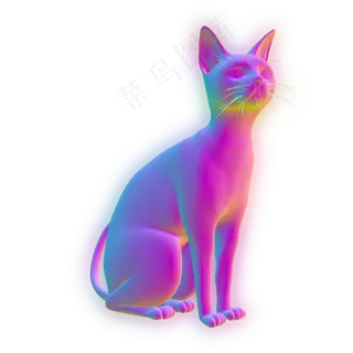 蒸汽波发光动物猫咪,免抠元素