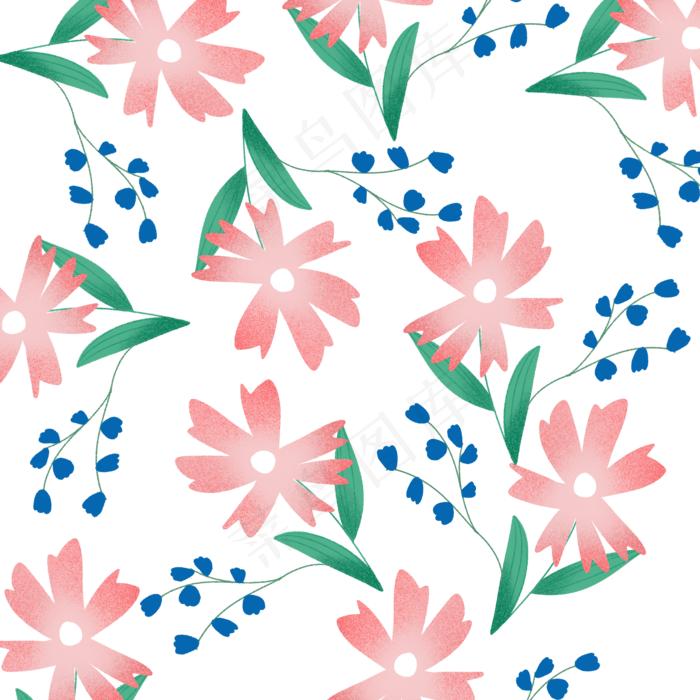 小清新少女风简约手绘碎花底纹