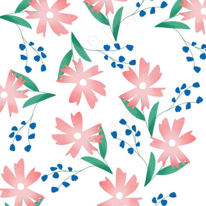 小清新少女风简约手绘碎花底纹(2000X2000(DPI:300))psd模版下载