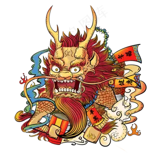 中国神兽麒麟送福,免抠元素