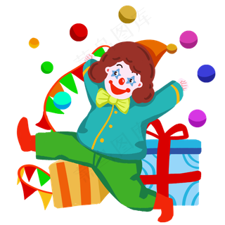 愚人节小丑欢乐表演抛球,免抠元素