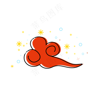 鼠年MBE风格祥云图标新年2020,免抠元素