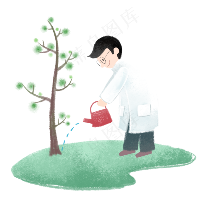 植树节医生种树植树,免抠元素