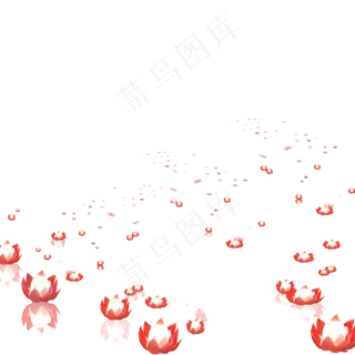 元宵节中秋节红色白色放河灯唯美,免抠元素