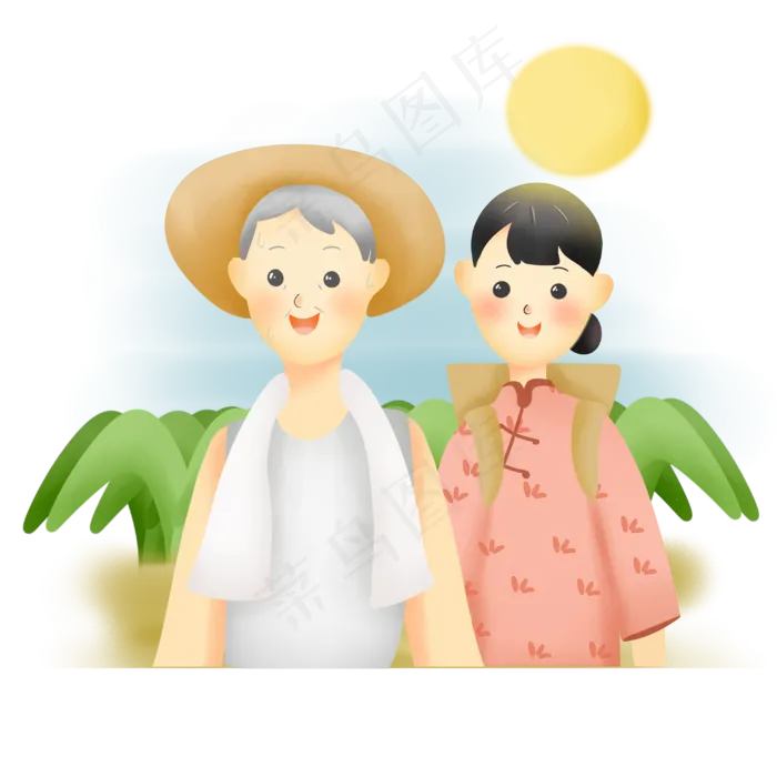 在阳光下的农村劳动人民,免抠元素(3000*3000px 300 dpi )psd模版下载