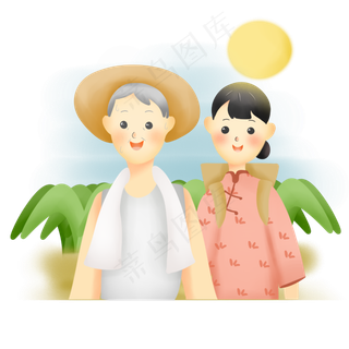 在阳光下的农村劳动人民,免抠元素