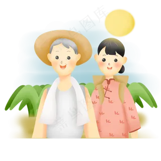 在阳光下的农村劳动人民,免抠元素