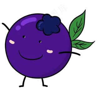 一只水彩风格蓝莓表情