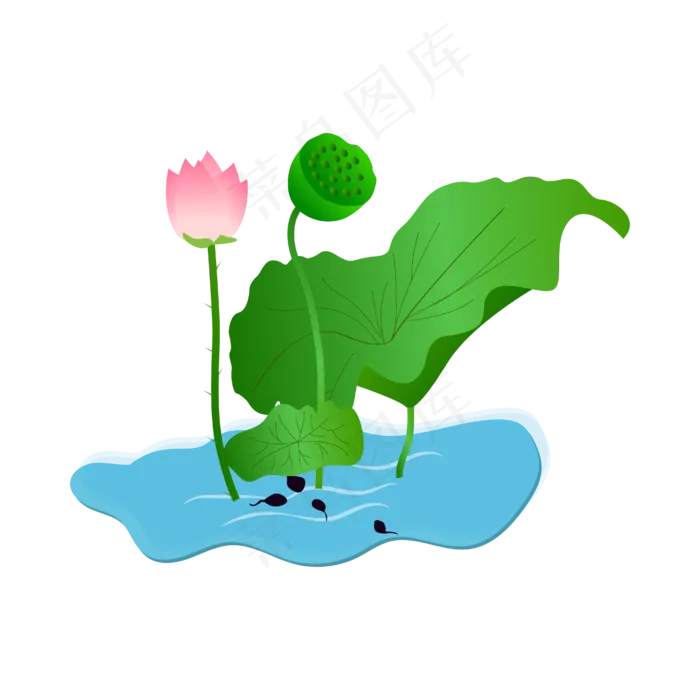 矢量荷叶荷花主题手绘(4167*4167px 300 dpi )ai矢量模版下载