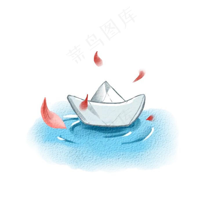 花瓣飘落纸船png(2000X2000(DPI:300))psd模版下载
