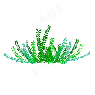 手绘绿色植物花草叶子绿色的草丛