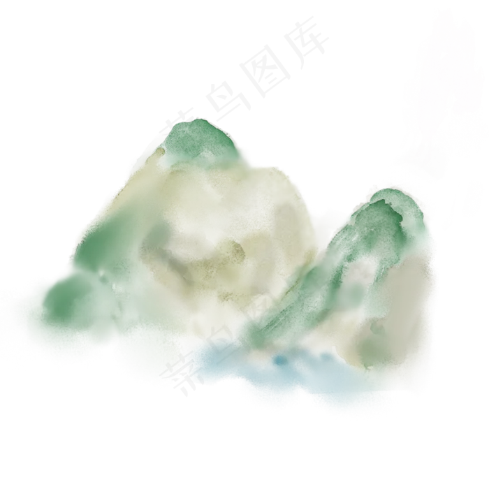 水彩山水淡彩群山(2000X2000(DPI:300))psd模版下载