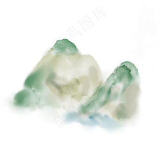 水彩山水淡彩群山