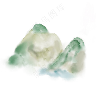 水彩山水淡彩群山