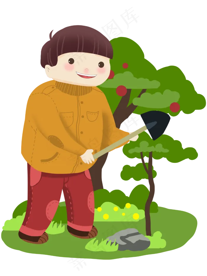 植树节种树的小孩(3000X4000(DPI:300))psd模版下载