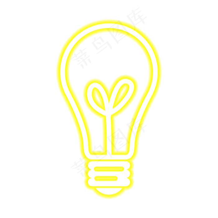 手绘黄色霓虹灯发光的灯泡