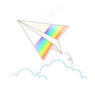 彩虹图案的纸飞机PNG免扣素材,免抠元素