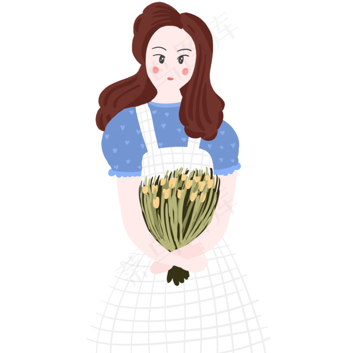 捧花美丽少女装饰元素