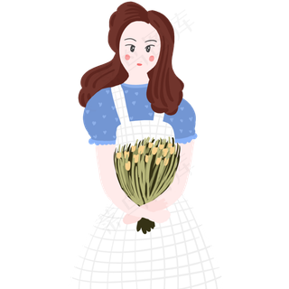 捧花美丽少女装饰元素
