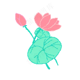 像素风卡通荷花装饰