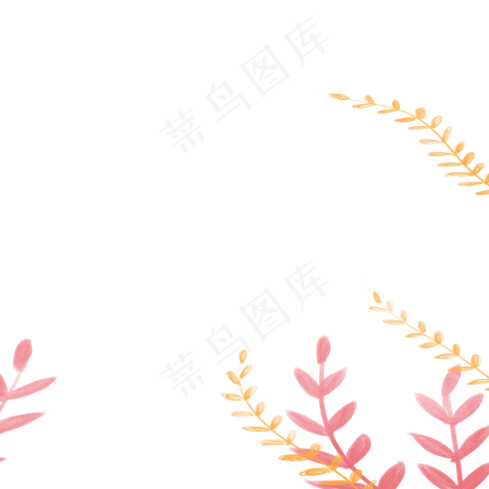 卡通红色的水草叶子(2000X2000(DPI:300))psd模版下载
