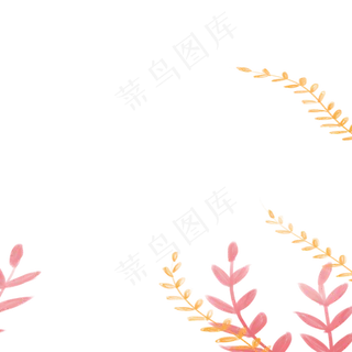 卡通红色的水草叶子