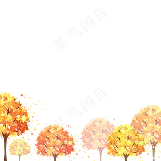 秋天树林落叶金黄装饰,免抠元素