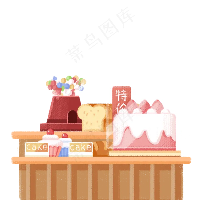 新鲜的蛋糕和面包免抠图(2000X2000(DPI:300))psd模版下载