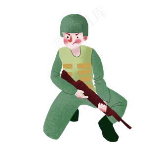 建军节手绘军人