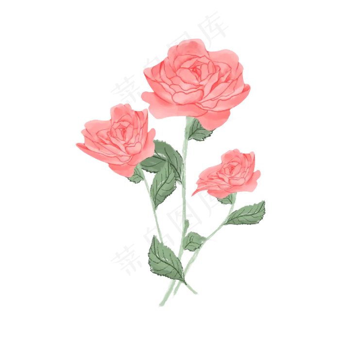 玫瑰花花束叶子求婚田园免扣(2048X2048(DPI:132))psd模版下载