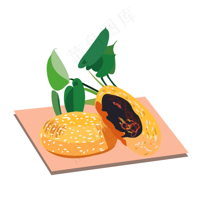 两块烧饼小吃插图(2000*2000px 300 dpi )ai矢量模版下载