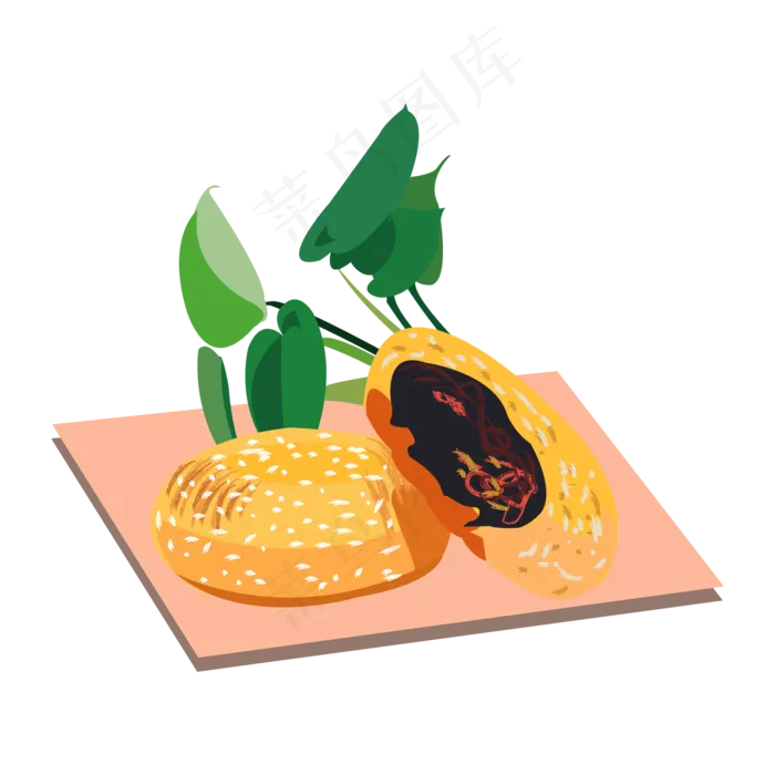 两块烧饼小吃插图(2000*2000px 300 dpi )ai矢量模版下载