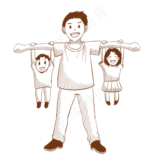 简约线描风父子父女