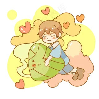 端午节抱粽子男孩