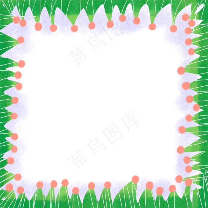 绿色花鸟边框,免抠元素(2000X2000(DPI:300))psd模版下载