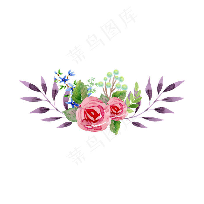 矢量手绘水彩花卉,免抠元素